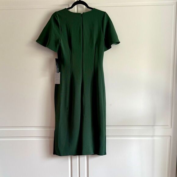 NWT Maggie London flutter sleeves green sheath midi dress Size 6 - Picture 9 of 16